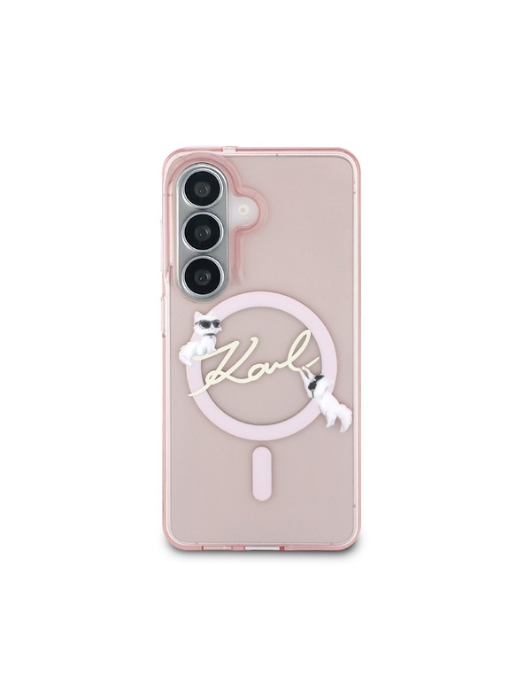 Karl Lagerfeld Karl Lagerfeld IML Choupette Karl Script Logo Magnetický Zadný Kryt pre Samsung Galaxy S26 Pink