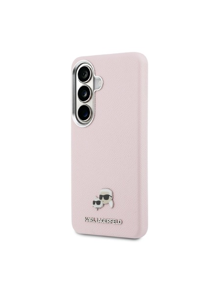 Karl Lagerfeld Karl Lagerfeld Grained PU Leather K&CH Heads Magnetický Zadný Kryt pre Samsung Galaxy S26 Pink