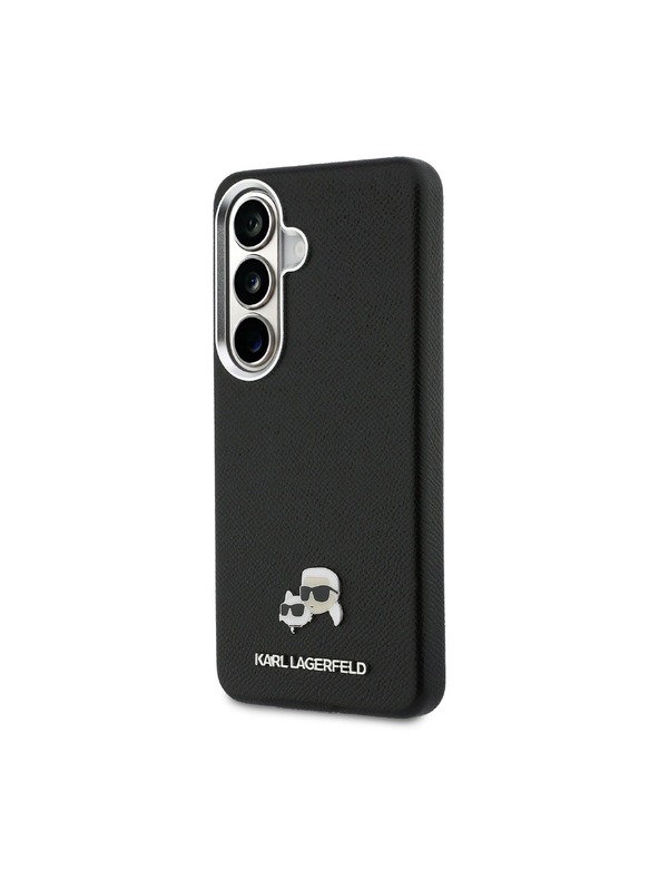 Karl Lagerfeld Karl Lagerfeld Grained PU Leather K&CH Heads Magnetický Zadný Kryt pre Samsung Galaxy S26 Black