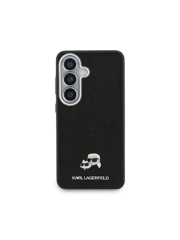 Karl Lagerfeld Karl Lagerfeld Grained PU Leather K&CH Heads Magnetický Zadný Kryt pre Samsung Galaxy S26 Black