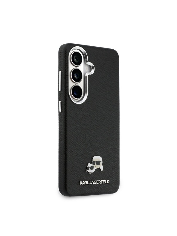 Karl Lagerfeld Karl Lagerfeld Grained PU Leather K&CH Heads Magnetický Zadný Kryt pre Samsung Galaxy S26 Black