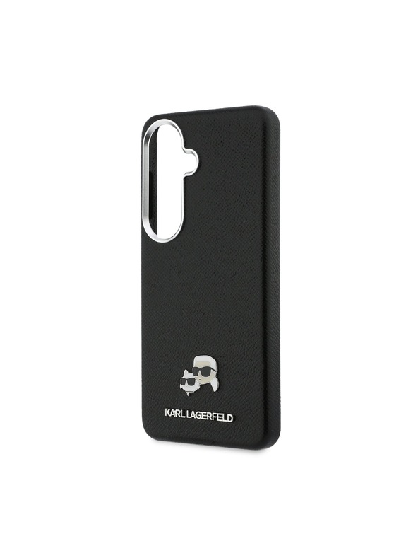 Karl Lagerfeld Karl Lagerfeld Grained PU Leather K&CH Heads Magnetický Zadný Kryt pre Samsung Galaxy S26 Black