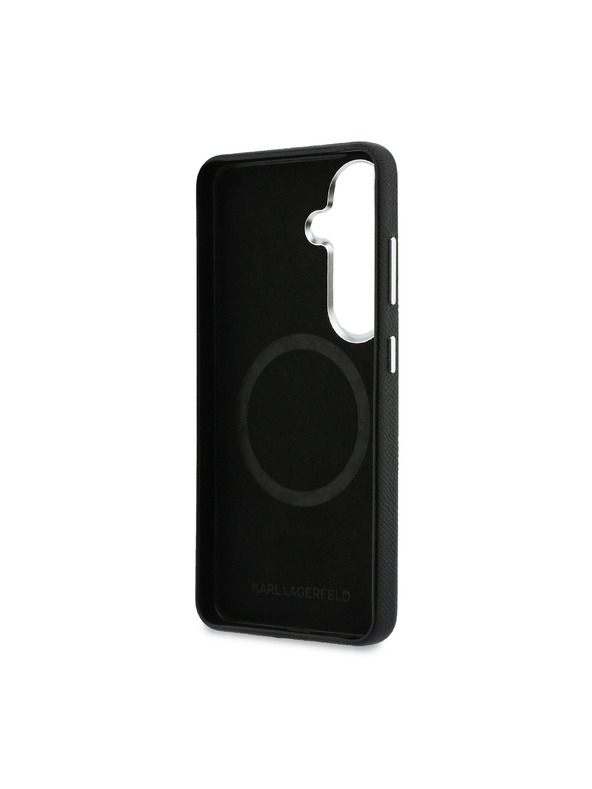 Karl Lagerfeld Karl Lagerfeld Grained PU Leather K&CH Heads Magnetický Zadný Kryt pre Samsung Galaxy S26 Black