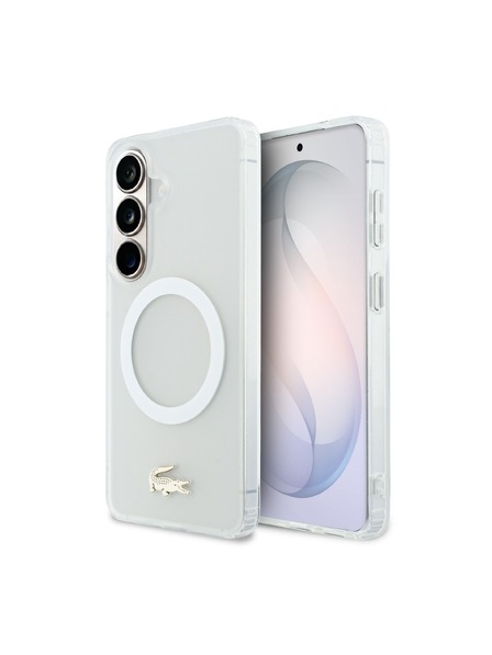 Lacoste Lacoste PC/TPU Frosted Finish Gold Logo Magnetický Zadný Kryt pre Samsung Galaxy S26 White