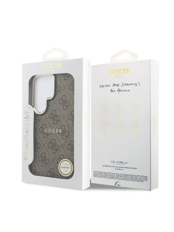 Guess Guess PU Leather 4G Gold Frame Magnetický Zadný Kryt pre Samsung Galaxy S26 Ultra Brown