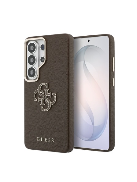 Guess Guess PU Grained 4G Resin Metal Logo Zadný Kryt pre Samsung Galaxy S26 Ultra Brown