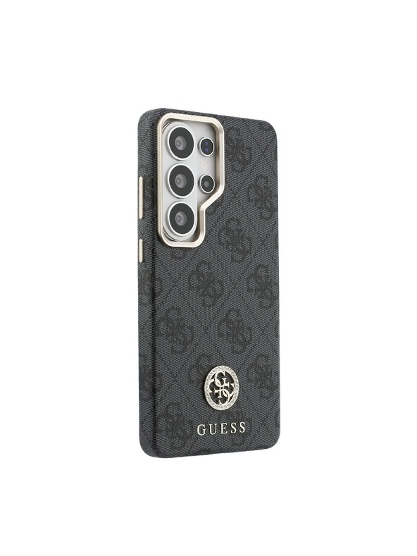 Guess Guess PU Leather 4G Strass Logo Gold Frame Magnetický Zadný Kryt pre Samsung Galaxy S26 Ultra Black