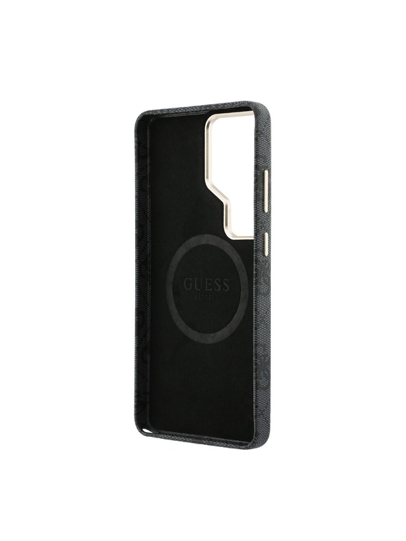 Guess Guess PU Leather 4G Strass Logo Gold Frame Magnetický Zadný Kryt pre Samsung Galaxy S26 Ultra Black