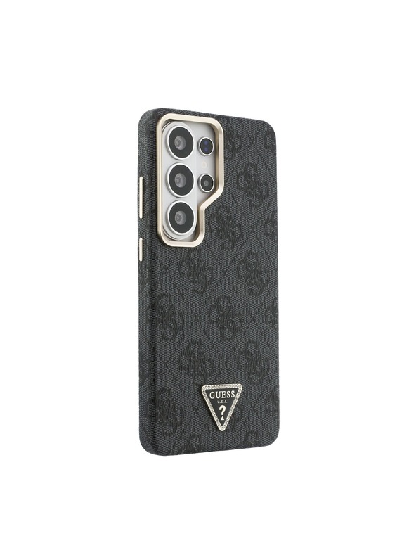 Guess Guess PU Leather 4G Strass Triangle Logo Gold Frame Magnetický Zadný Kryt pre Samsung Galaxy S26 Ultra Black