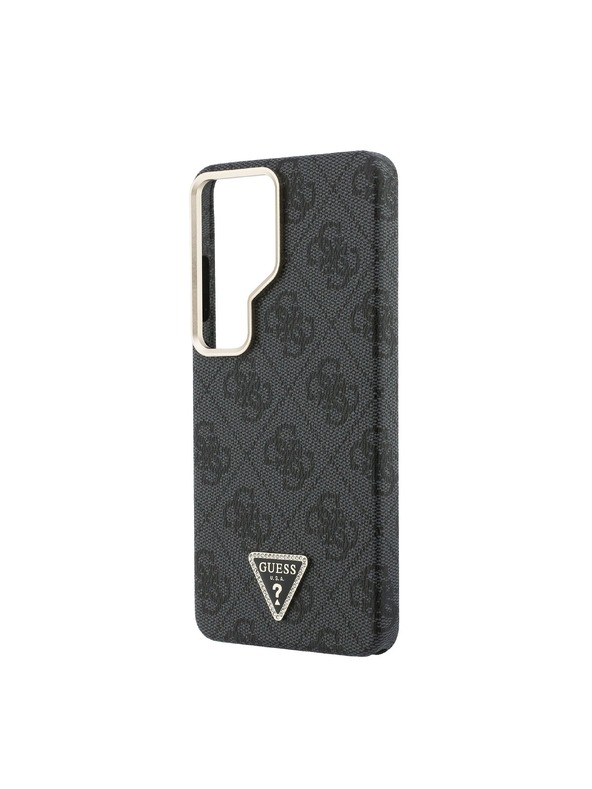 Guess Guess PU Leather 4G Strass Triangle Logo Gold Frame Magnetický Zadný Kryt pre Samsung Galaxy S26 Ultra Black