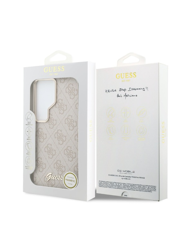 Guess Guess PU 4G Script Metal Logo Magnetický Zadný Kryt pre Samsung Galaxy S26 Ultra Pink