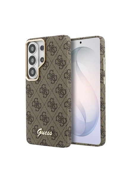 Guess Guess PU 4G Script Metal Logo Magnetický Zadný Kryt pre Samsung Galaxy S26 Ultra Brown