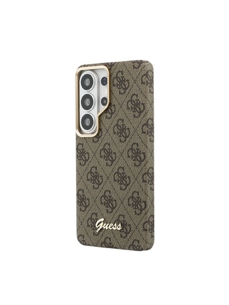 Guess Guess PU 4G Script Metal Logo Magnetický Zadný Kryt pre Samsung Galaxy S26 Ultra Brown