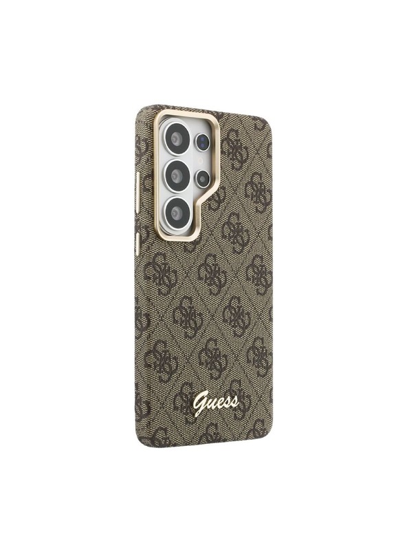 Guess Guess PU 4G Script Metal Logo Magnetický Zadný Kryt pre Samsung Galaxy S26 Ultra Brown
