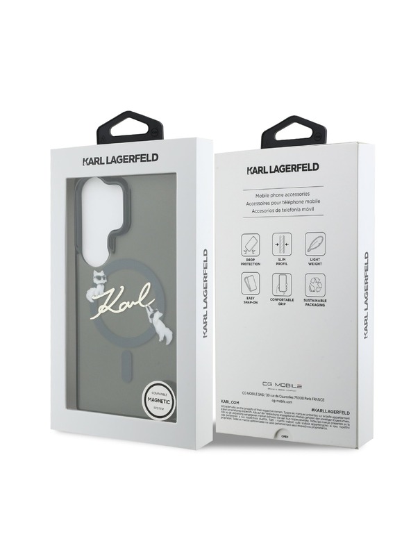 Karl Lagerfeld Karl Lagerfeld IML Choupette Karl Script Logo Magnetický Zadný Kryt pre Samsung Galaxy S26 Ultra Black