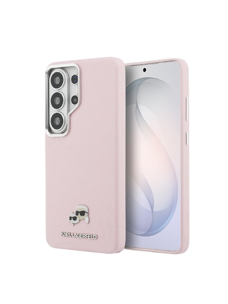 Karl Lagerfeld Karl Lagerfeld Grained PU Leather K&CH Heads Magnetic Zadný kryt pre Samsung Galaxy S26 Ultra Pink
