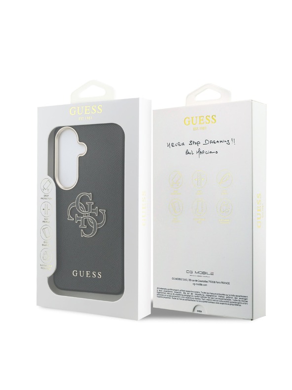 Guess Guess PU Grained 4G Resin Metal Logo Zadný kryt pre Samsung Galaxy S26+ Black