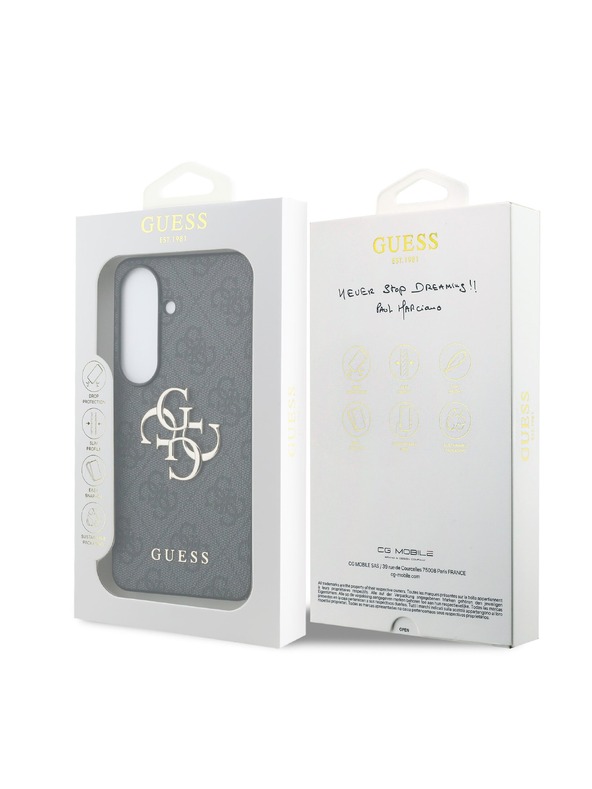 Guess Guess PU 4G Metal Logo Zadný kryt pre Samsung Galaxy S26+ Grey