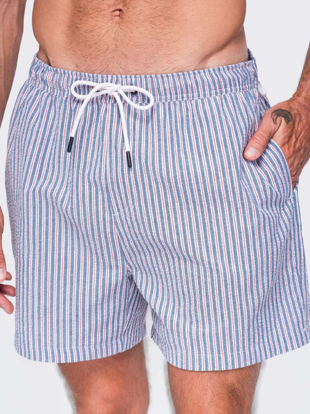 Ombre Clothing Pánske plavky z textúrovaného pruhovaného materiálu – tlmené modré V3 OM-SRSS-0214 Ombre Clothing