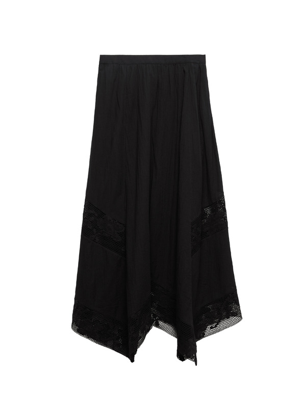 Marks & Spencer Maxi kolová sukňa s čipkou, z čistej bavlny Marks & Spencer čierna