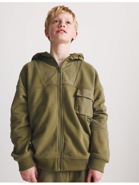Marks & Spencer Marks & Spencer zelená mikina s kapucňou so zapínaním na zips a vysokým obsahom bavlny (6-16 rokov)