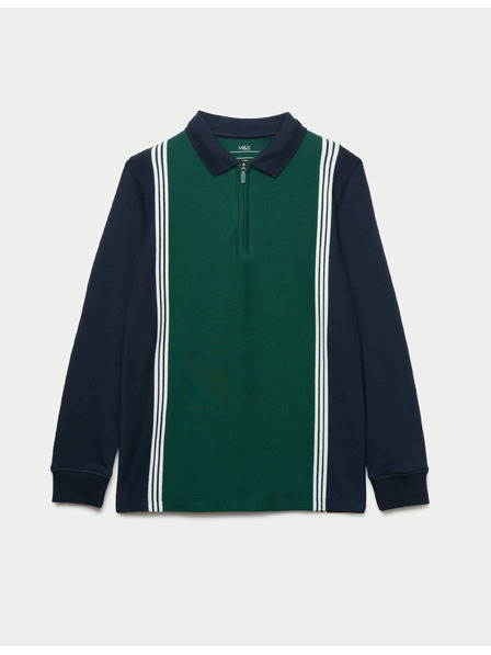 Marks & Spencer Polo tričko s dlhým rukávom z čistej bavlny (2-16 rokov) Marks & Spencer zelená