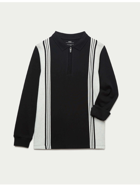 Marks & Spencer Polo tričko s dlhým rukávom z čistej bavlny (2-16 rokov) Marks & Spencer čierna