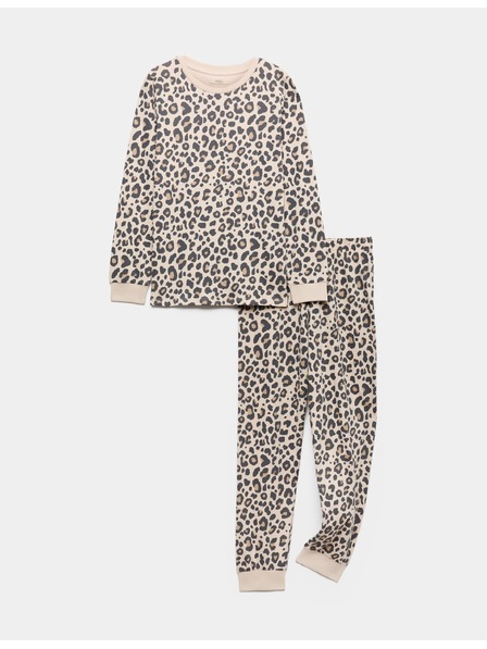Marks & Spencer Pyžamo s leopardou potlačou z čistej bavlny (12 mesiacov - 16 rokov) Marks & Spencer krémová