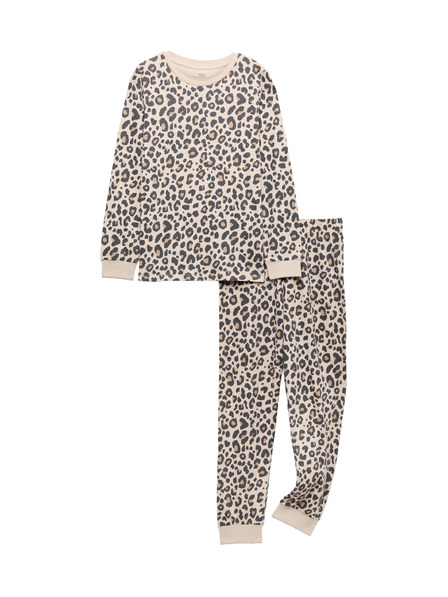 Marks & Spencer Pyžamo s leopardou potlačou z čistej bavlny (12 mesiacov - 16 rokov) Marks & Spencer krémová
