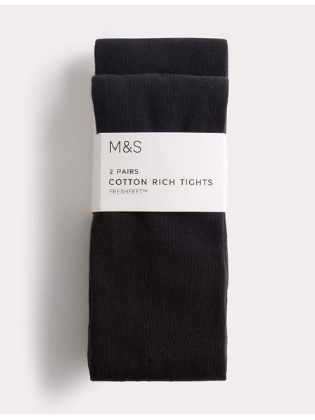 Marks & Spencer Školské pančuchy s vysokým podielom bavlny (2–16 rokov), 2 ks v balení Marks & Spencer čierna
