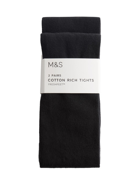 Marks & Spencer Školské pančuchy s vysokým podielom bavlny (2–16 rokov), 2 ks v balení Marks & Spencer čierna