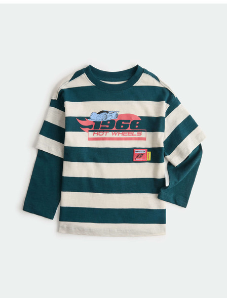 Marks & Spencer Vrchol s falošnými rukávmi s motívom Hot Wheels™ z čistej bavlny (2–8 rokov) Marks & Spencer zelená