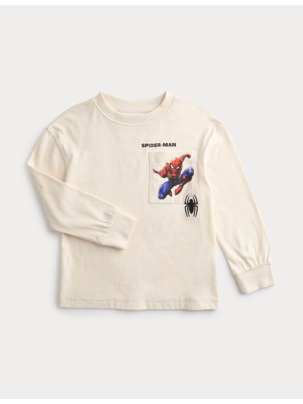 Marks & Spencer Vrcholy z čistej bavlny s potlačou Spider-Man™ (2–7 rokov) Marks & Spencer smotanová
