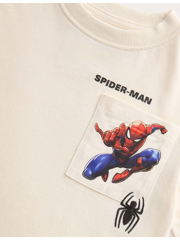 Marks & Spencer Vrcholy z čistej bavlny s potlačou Spider-Man™ (2–7 rokov) Marks & Spencer smotanová