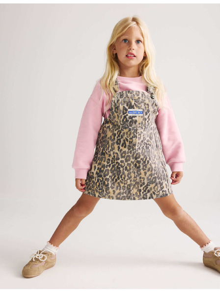 Marks & Spencer Dvojdielny džínsový outfit Leopard Pinny (2–8 rokov) Marks & Spencer hnedá