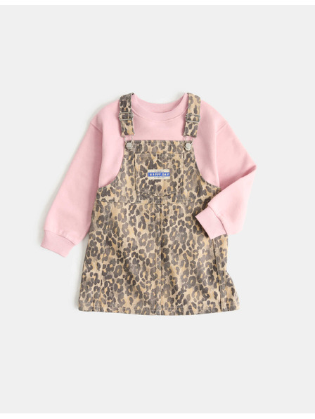 Marks & Spencer Dvojdielny džínsový outfit Leopard Pinny (2–8 rokov) Marks & Spencer hnedá