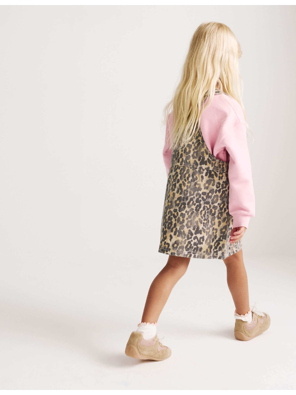 Marks & Spencer Dvojdielny džínsový outfit Leopard Pinny (2–8 rokov) Marks & Spencer hnedá