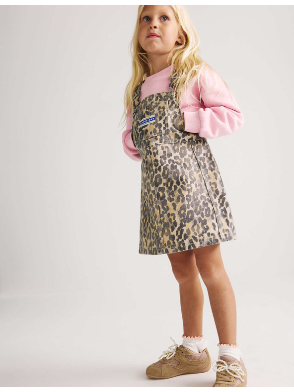 Marks & Spencer Dvojdielny džínsový outfit Leopard Pinny (2–8 rokov) Marks & Spencer hnedá