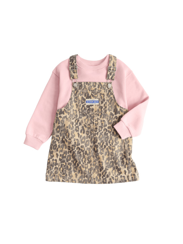 Marks & Spencer Dvojdielny džínsový outfit Leopard Pinny (2–8 rokov) Marks & Spencer hnedá