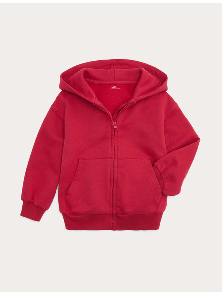 Marks & Spencer Mikina s kapucňou, zapínaním na zips a vysokým podielom bavlny (2–8 rokov) Marks & Spencer červená