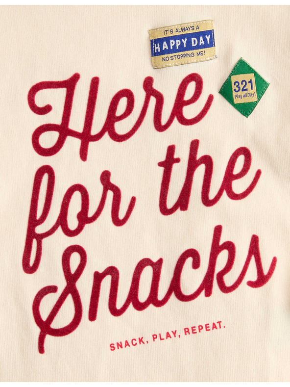 Marks & Spencer Top z čistej bavlny s nápisom "For The Snacks" (2–8 rokov) Marks & Spencer krémová