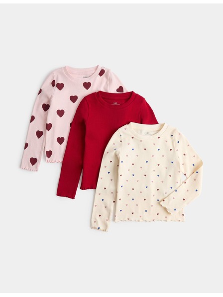 Marks & Spencer Topy so srdiečkami a s vysokým podielom bavlny (2–10 rokov), 3 ks Marks & Spencer viacfarebná