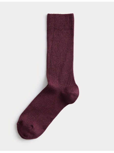 Marks & Spencer Celoplošne rebrované člankové ponožky Marks & Spencer červená