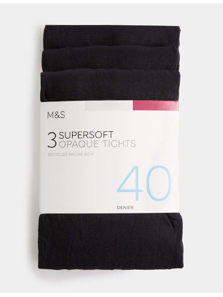 Marks & Spencer Matné extra jemné pančuchové nohavice, 40 denier, 3 páry Marks & Spencer čierna