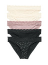 Marks & Spencer Čipkované bikini nohavičky zo zmesi bavlny s potlačou, 5 ks Marks & Spencer hnedá