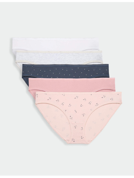 Marks & Spencer Bikini nohavičky z bavlny s lycrou®, 5 ks v balení Marks & Spencer námornicka modrá