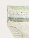 Marks & Spencer Čipkované bikiny nohavičky z bavlny Lycra™ s potlačou, 5 ks Marks & Spencer zelená