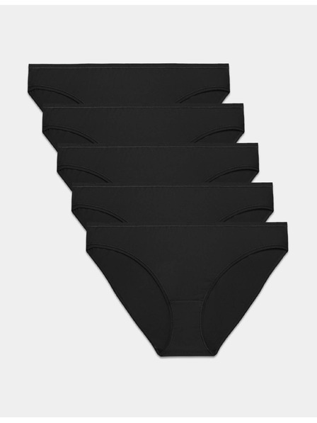 Marks & Spencer Nízko strihy bikini nohavičky z mikrovlákna, bez viditeľných lemov, 5 kusov v balení Marks & Spencer čierna