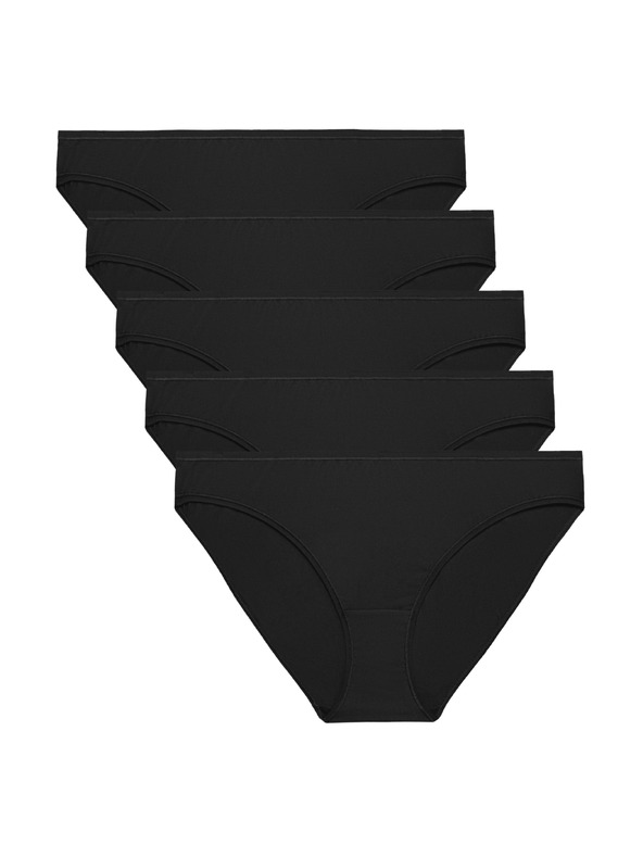 Marks & Spencer Nízko strihy bikini nohavičky z mikrovlákna, bez viditeľných lemov, 5 kusov v balení Marks & Spencer čierna