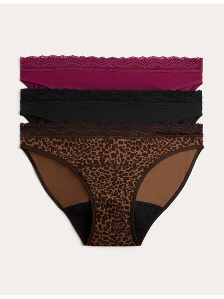 Marks & Spencer Menštruačné bikiny nohavičky s vysokým podielom bavlny, 3 ks v balení Marks & Spencer hnedá